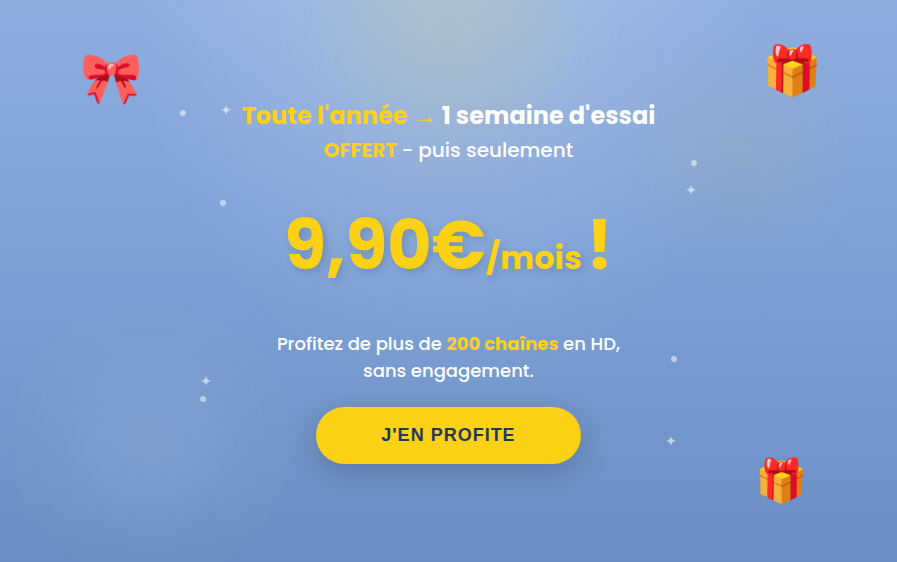 Essayez Mondial TV gratuitement pendant 1 semaine puis à 9,90€ sans engagement, lancez vous !!