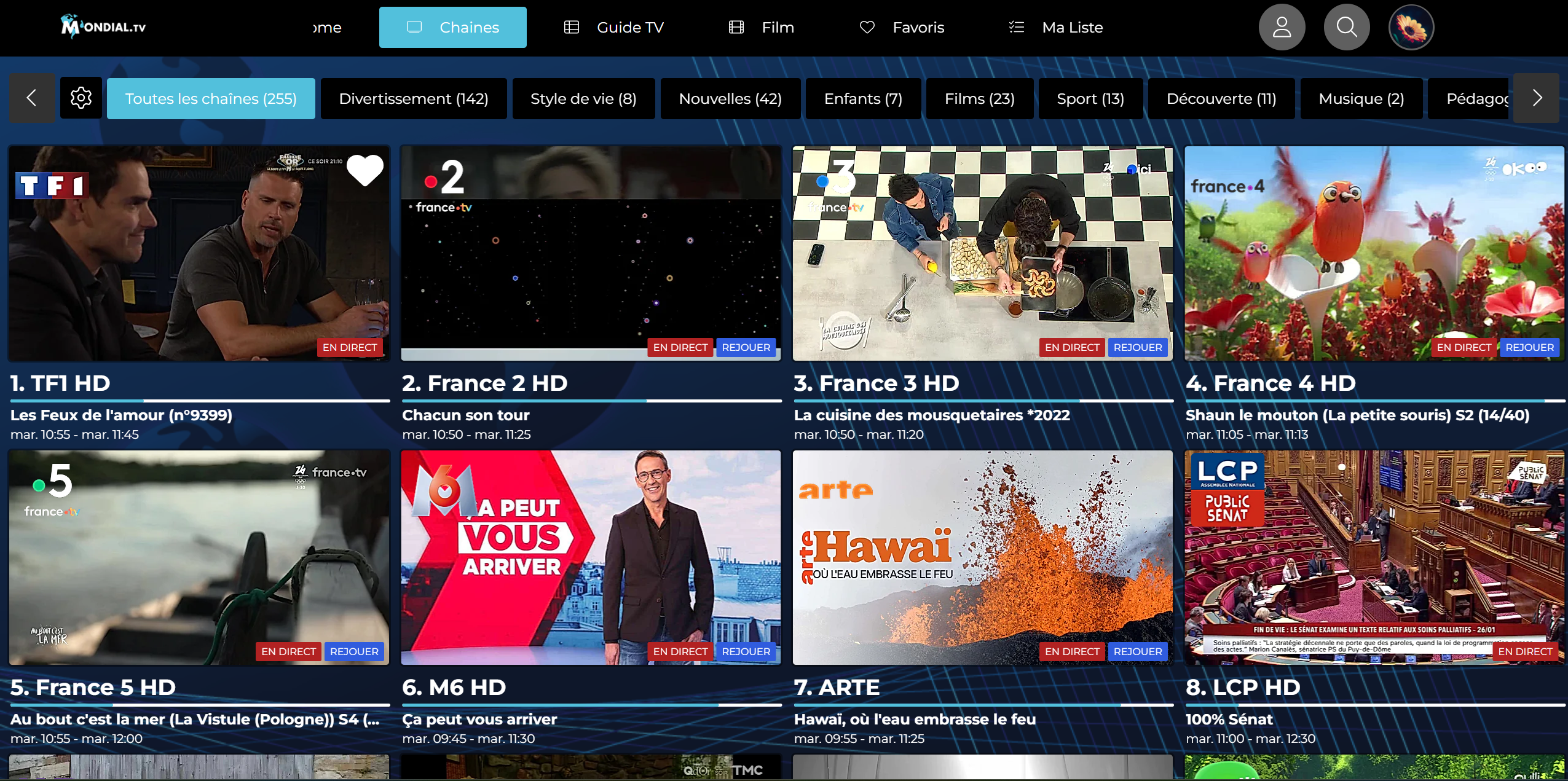 Aperçu Web TV Mondial TV